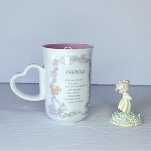 Vintage Precious Moments Coffee Cup & Matching Girl In Field Figure #617776 READ